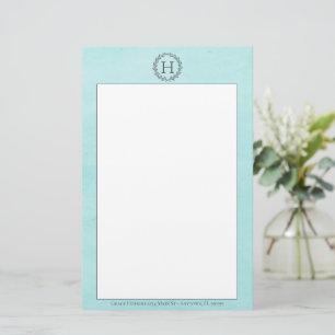 Papeterie Monogramme turquoise