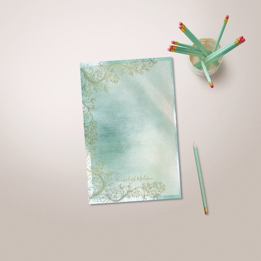 Papeterie Monogramme turquoise