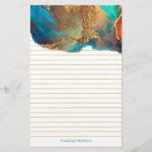 Papeterie Monogramme Turquoise Mystique Abstrait (Devant)