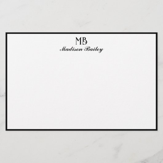 Papeterie Monogramme Typographie décorative Bordure noire (Devant)