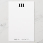 Papeterie Monogramme uni noir minimal moderne (Devant)