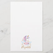 Papeterie Monogramme Unicorn Rose Bleu Or, Fille (Devant)