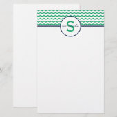 Papeterie Monogramme vert Chevron (Devant / Derrière)