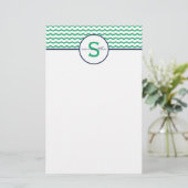 Papeterie Monogramme vert Chevron (Debout devant)