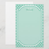 Papeterie Monogramme vert en bon état élégant de Quatrefoil (Devant / Derrière)