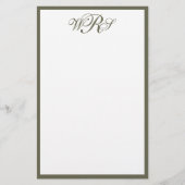 Papeterie Monogramme vert olive classique (Devant)