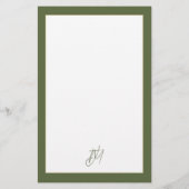 Papeterie Monogramme vert olive moderne (Dos)