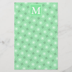 Papeterie Monogramme vert ressort cercles motif