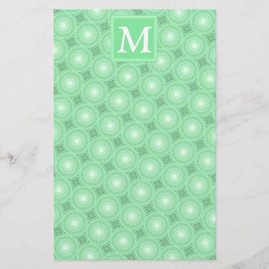 Papeterie Monogramme vert ressort cercles motif (Devant)
