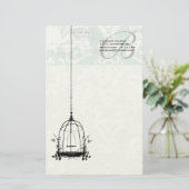 Papeterie Monogramme Vintage Birdcage Pastel Blue Floral (Debout devant)