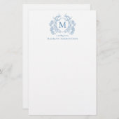 Papeterie Monogramme Vintage Cimier bleu bleu français class (Devant / Derrière)