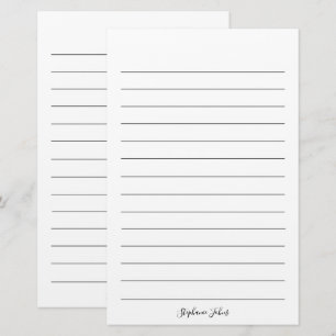 Papeterie Monogrammes Nom personnalisé Lignes noires et blan