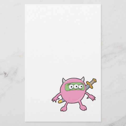 Papeterie monstre ninja rose (Devant)