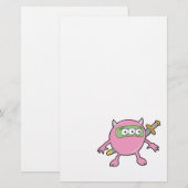 Papeterie monstre ninja rose (Devant / Derrière)