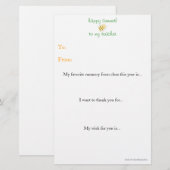 Papeterie Mot de remerciement de fin d'année aux enseignants (Devant / Derrière)