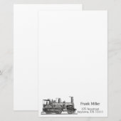 Papeterie Moteur de train vintage personnalisé (Devant / Derrière)