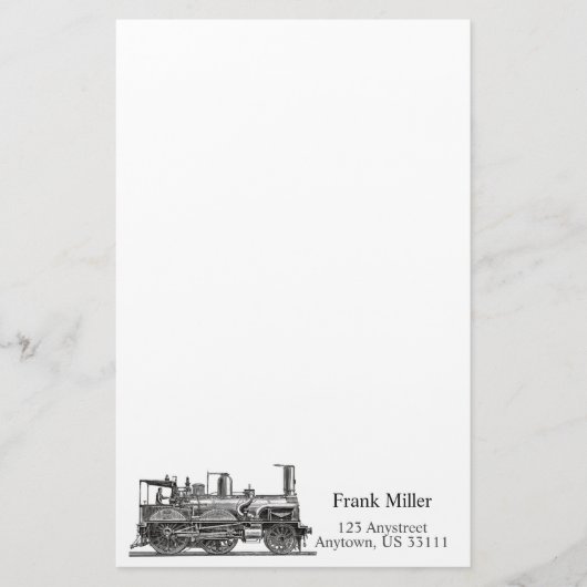 Papeterie Moteur de train vintage personnalisé (Devant)