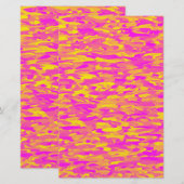 Papeterie Motif Abstrait rose jaune orange (Devant / Derrière)