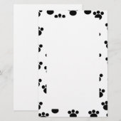 Papeterie Motif animal d'empreinte de patte. Noir et blanc. (Devant / Derrière)