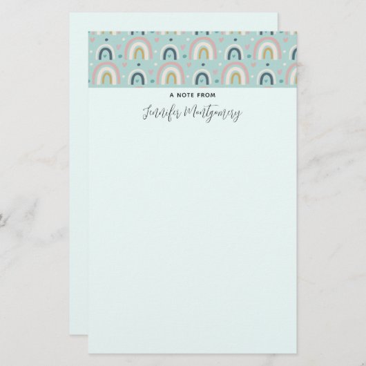 Papeterie Motif arc-en-ciel blanc mignon (Devant / Derrière)