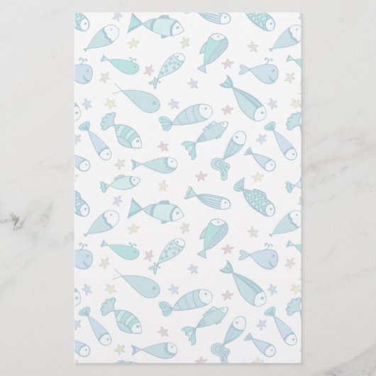Papeterie Motif avec des poissons et des étoiles de mer (Devant)