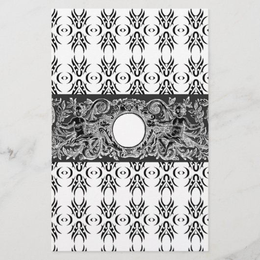 Papeterie Motif baroque noir classique à customiser (Devant)