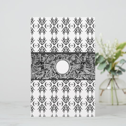Papeterie Motif baroque noir classique à customiser (Debout devant)
