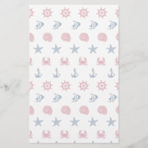 Papeterie Motif blanc et bleu rouge de symbole de mer