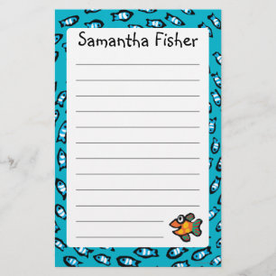 Papeterie Motif bleu d'école de poissons avec de petits