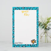 Papeterie Motif bleu d'école de poissons avec de petits (Debout devant)