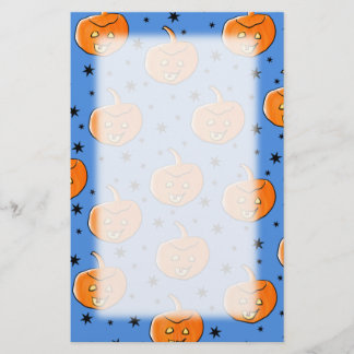 Papeterie Motif bleu et orange de citrouille de Halloween