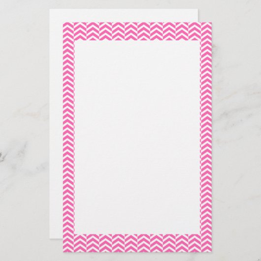 Papeterie Motif chaud rose et blanc Chevron (Devant / Derrière)