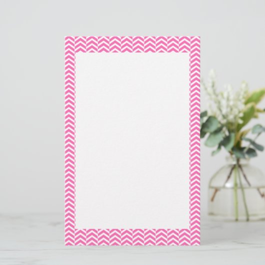 Papeterie Motif chaud rose et blanc Chevron (Debout devant)
