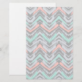 Papeterie Motif Chevron Gris, Turquoise Et Corail Tirée À La (Devant / Derrière)