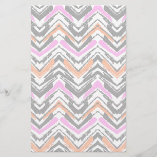 Papeterie Motif Chevron Noir, Orange Et Rose