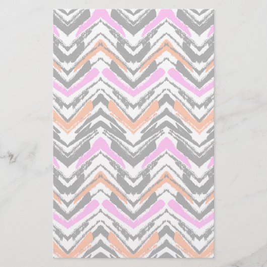 Papeterie Motif Chevron Noir, Orange Et Rose (Devant)