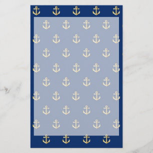 Papeterie motif d'ancrage bleu