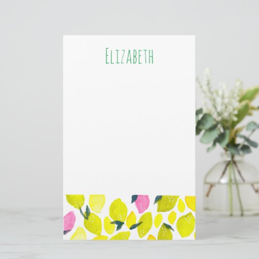 Papeterie Motif d'aquarelle citron (Debout devant)