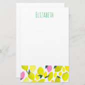 Papeterie Motif d'aquarelle citron (Devant / Derrière)