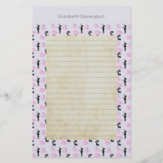 Papeterie Motif de ballet sur dégradé rose et bleu (Devant)