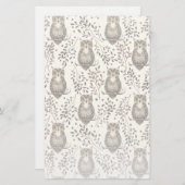 Papeterie Motif de bois illustré de Chouette Brown (Devant / Derrière)