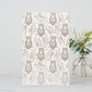 Papeterie Motif de bois illustré de Chouette Brown