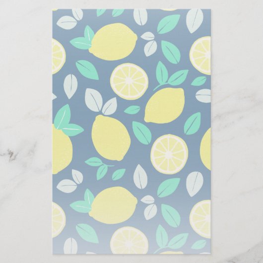 Papeterie Motif de citron d'été en bleu marine (Devant)