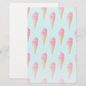 Papeterie Motif de cône de crème glacée aux fraises roses, b (Devant / Derrière)