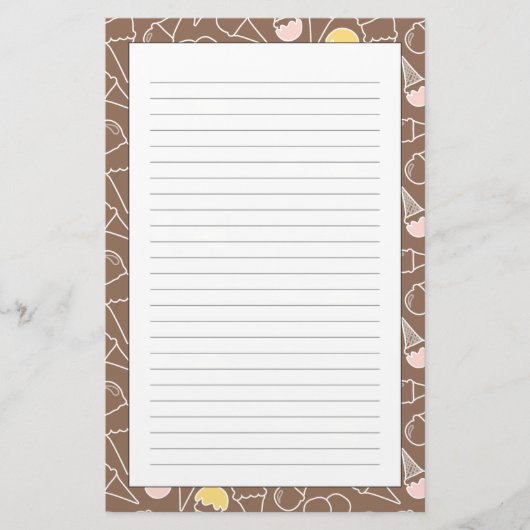 Papeterie Motif de cône de crème glacée Brown (Devant)
