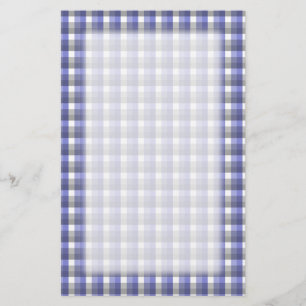 Papeterie Motif de contrôle de guingan. Bleu, gris, blanc
