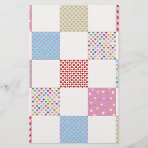 Papeterie Motif de courtepointe de coeurs colorés