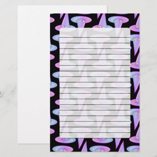 Papeterie Motif de dessin bleu pourpre Casquette de la sorci (Devant / Derrière)