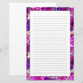 Papeterie Motif De Fleurs Abstraites Roses Et Violettes (Devant / Derrière)