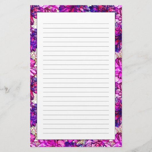 Papeterie Motif De Fleurs Abstraites Roses Et Violettes (Devant)